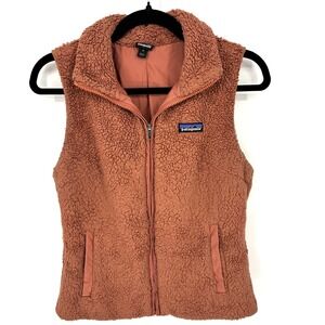 Patagonia Women's Los Gatos Fleece Vest Size S Rust Orange Sherpa Zip Up Pockets